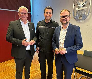 Bürgermeister Thomas Steiner, FF-Kommandant Rainer Schwarz und Vizebürgermeister Istvan Deli (v.l.). 