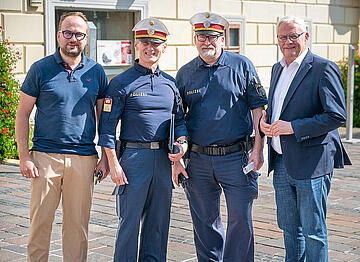 . Vizebürgermeister Istvan Deli, Stadtpolizeikommandant Günter Hauer, Verkehrsreferent Andreas Lackner und Bürgermeister Thomas Steiner (v.l.). 