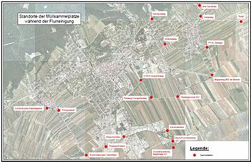Plan vom Eisenstädter Hotter mit den gekennzeichneten Müllsammelstellen.