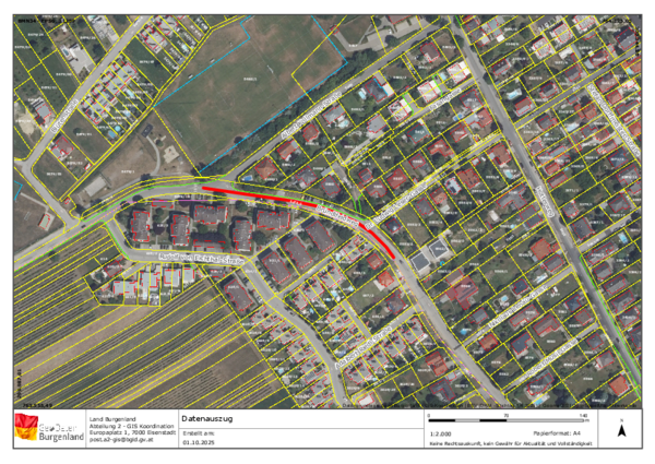 Planansicht der Sperre am Bründlfeldweg
