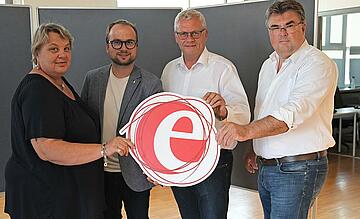 Bürgermeister Thomas Steiner mit den Stadtbezirksvorstehern – Adelheid Hahnekamp (St. Georgen), Istvan Deli (Eisenstadt) sowie Josef Weidinger (Kleinhöflein) 