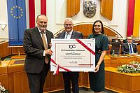 LH Doskozil, Landtagspräsidentin Eisenkopf und Bürgermeister Steiner