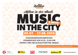 Grafisch gestaltetes Plakat für die Veranstaltungsreihe Music in the City