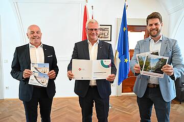 Bürgermeister Georg Rosner, Bürgermeister Thomas Steiner und Bürgermeister Christoph Wolf. 